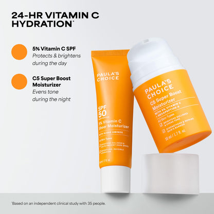 Paula's Choice 5% Vitamin C Sheer Sunscreen for Face, SPF 50 Face Sunscreen, Moisturizing, Lightweight Invisible, Prevents Dark Spots, No Cast, All Skin Types, UVA/UVB Protection, Fragrance-Free, 2oz