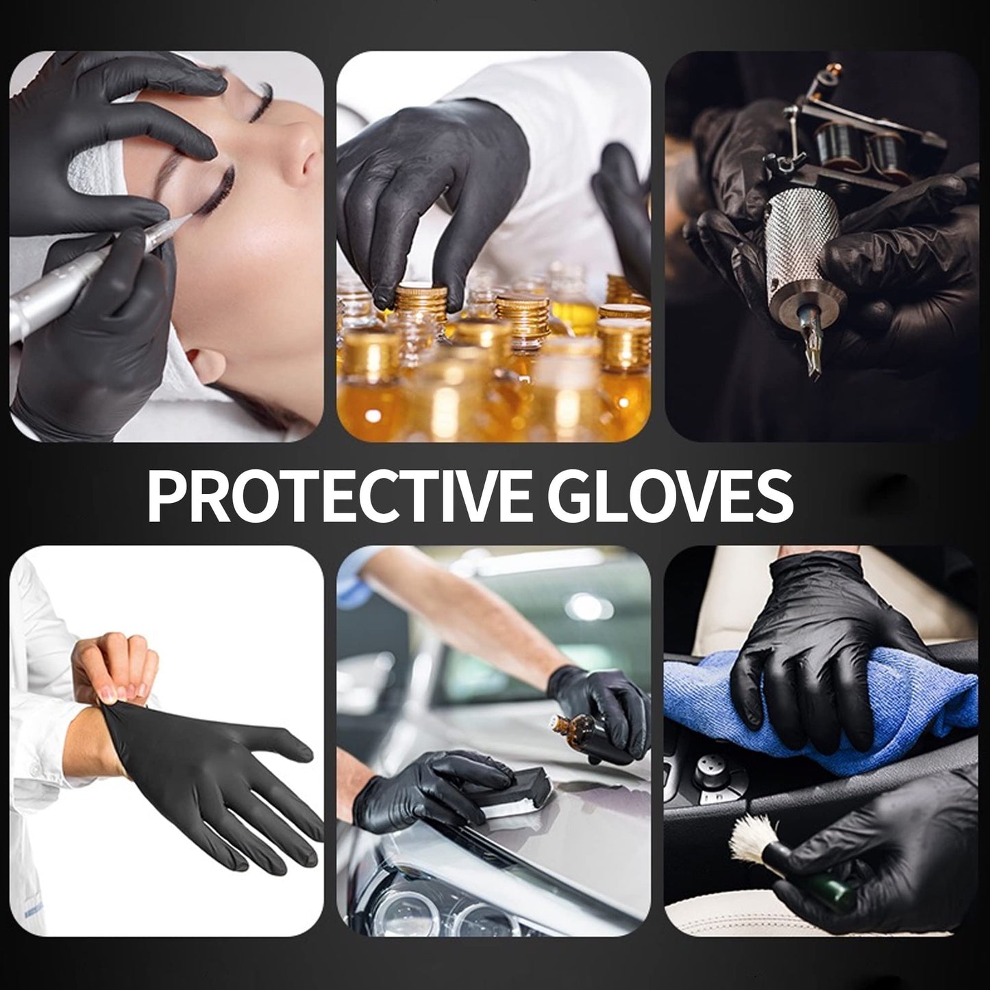 Basic Medical Black Nitrile Exam Gloves - Latex-Free & Powder-Free, 5 mil Gloves, NGPF-1045(pack of 100), Medium