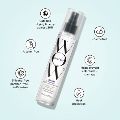 COLOR WOW Speed Dry Blow Dry Spray – Cut Blow Dry Time by 30% | Heat Protectant, Prevent Breakage | Cruelty-Free & Gluten-Free