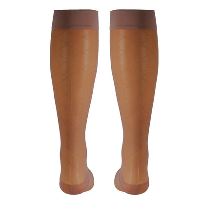 NuVein Sheer Compression Stockings, 15-20 mmHg Support, Women's Dot Pattern Nylons, Knee High, Closed Toe, Espresso, Large