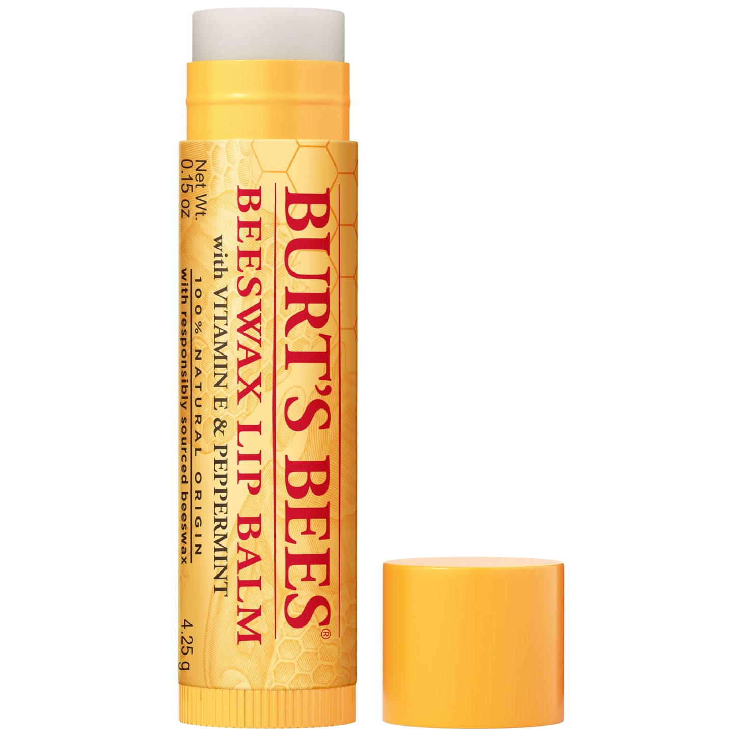 Burt's Bees 100% Natural Moisturizing Lip Balm, Original Beeswax with Vitamin E & Peppermint Oil, 0.15 Oz