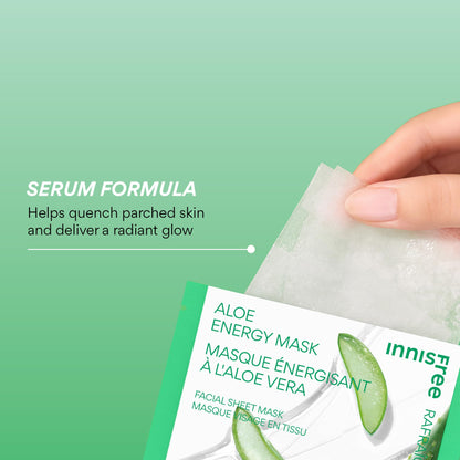 innisfree Energy Mask, Korean Sheet Mask with Hydrating Serum for Soothing, Brightening, and Glowing Skin Care Routine