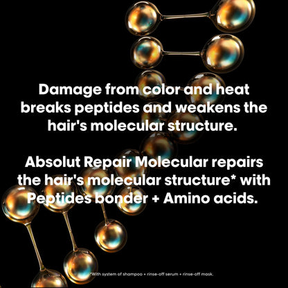 L'Oréal Professionnel Paris Absolut Repair Molecular Hair Mask - Repairs Damage & Restores Strength For Extremely Dry Damaged Hair, Extra Detangling & Hydration, Peptides Bonder