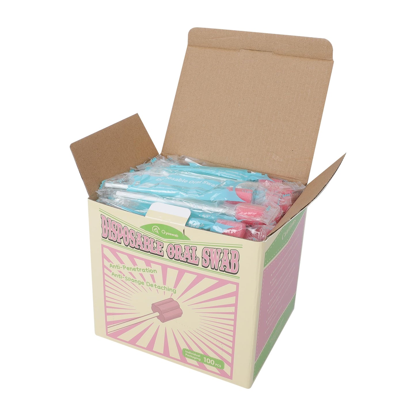 Safety Oral Care Swabs 100 PCS, Gum-Protective Mouth Swabs for Elderly, Individually Wrapped