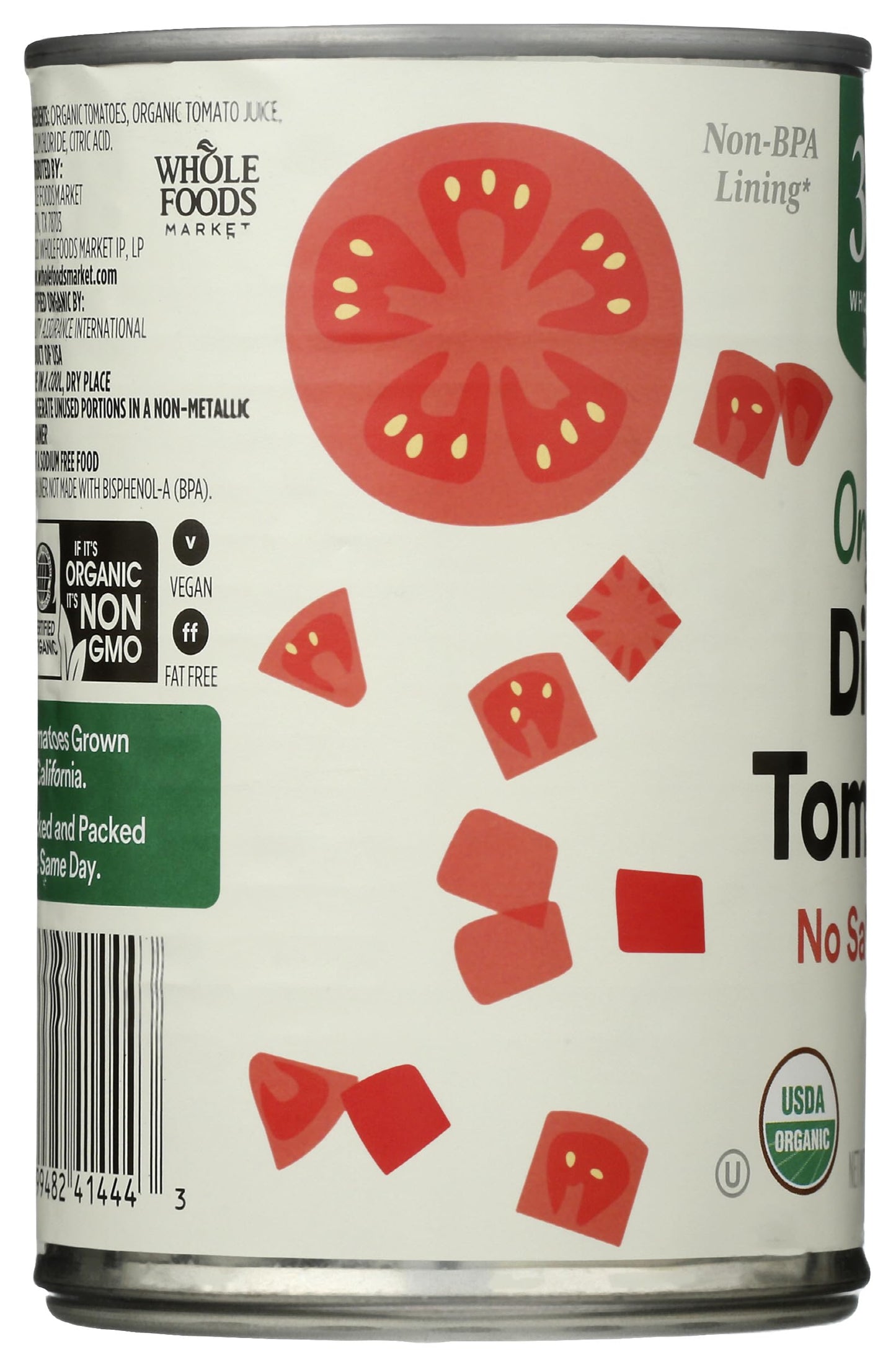 365 By Whole Foods Market, Organic Diced Tomatoes, No Salt Added, 14.5 Ounce