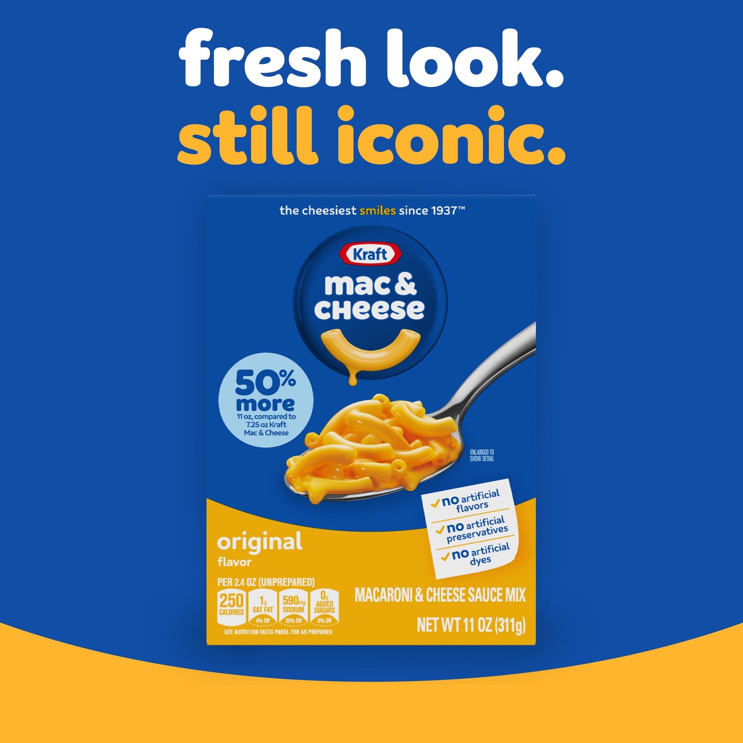 Kraft Mac & Cheese, 1 Box, for Easy Dinner or Dinner Sides, Original Flavor, No Artificial Flavors, Preservatives or Dyes, 11 oz