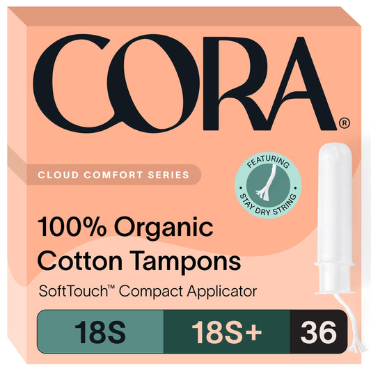 Cora Organic Cotton Tampons Multipack (18 Super, 18 Super Plus Tampons)