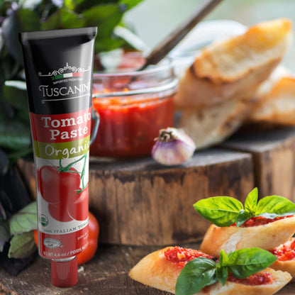 Tuscanini Organic Tomato Paste Tube 4.6oz (3 Pack) | Double Concentrated 100% Italian Tomatoes, All Natural, NON-GMO, Kosher