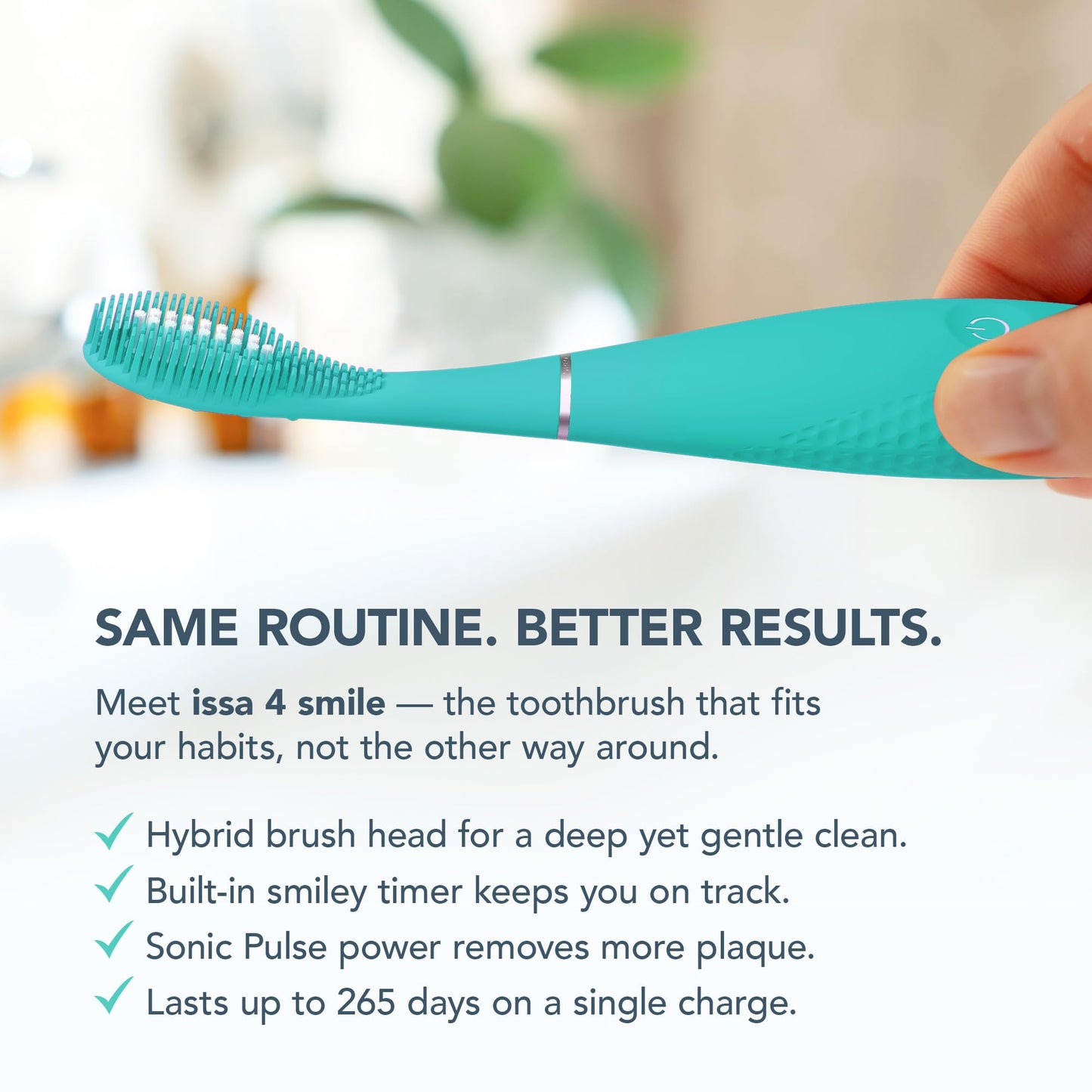 FOREO ISSA 4 Smile Electric Toothbrush – Compact & Travel-Friendly, 4-in-1 Hybrid Brush Head, Tough on Plaque, Long Battery Life (265 Days), 6-Month Brush Head Replacement