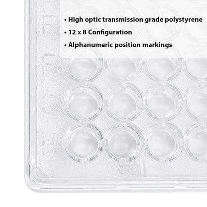 Globe Scientific 120030 Polystyrene Microtest Plate, 96-Well, U-Bottom (Pack of 50)