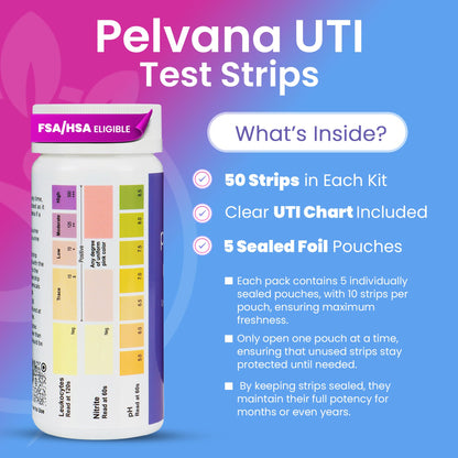 Pelvana Vaginal pH Test for Women (50 Strips) at-Home BV, Yeast Infection & Urinary Tract Infection Test (50 UTI Strips) Accurate 3-Parameter Nitrite, Leukocytes & pH Readings & Easy at-Home Testing