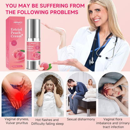 Silky Peach Cream for Women, Vaginal Estrogen Cream for Women Hormone Balance, Relief Menopause Vaginal Dryness & Vaginal Itching (1 fl.oz)