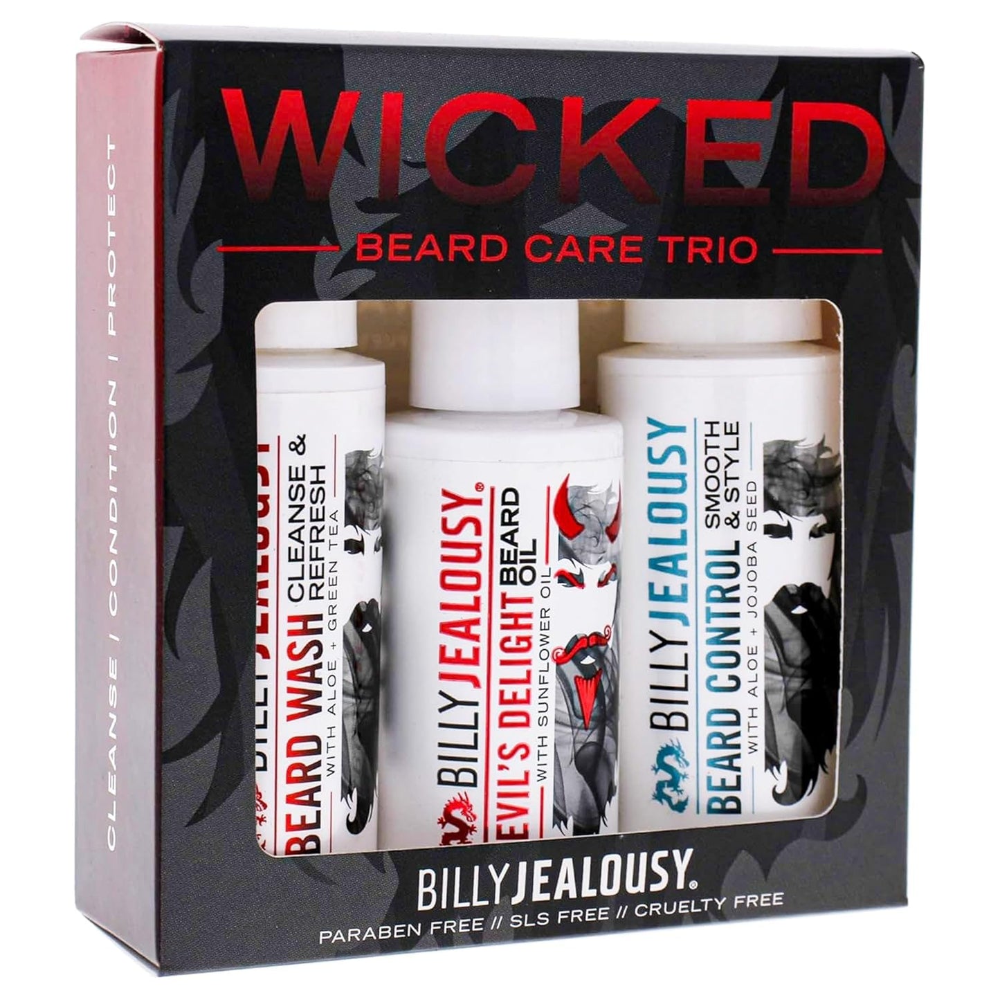 Billy Jealousy Beard Care Kits – Travel-Friendly Gifts for Men – Beard Wash, Leave-In Conditioner and Beard Oil to Cleanse, Nourish, Soften & Strengthen Facial Hair – Helps Soothe and Hydrate Skin