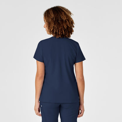 WonderWink Women's Plus-Size Women's Mock Wrap Top Shirt, Navy, 4-XLarge