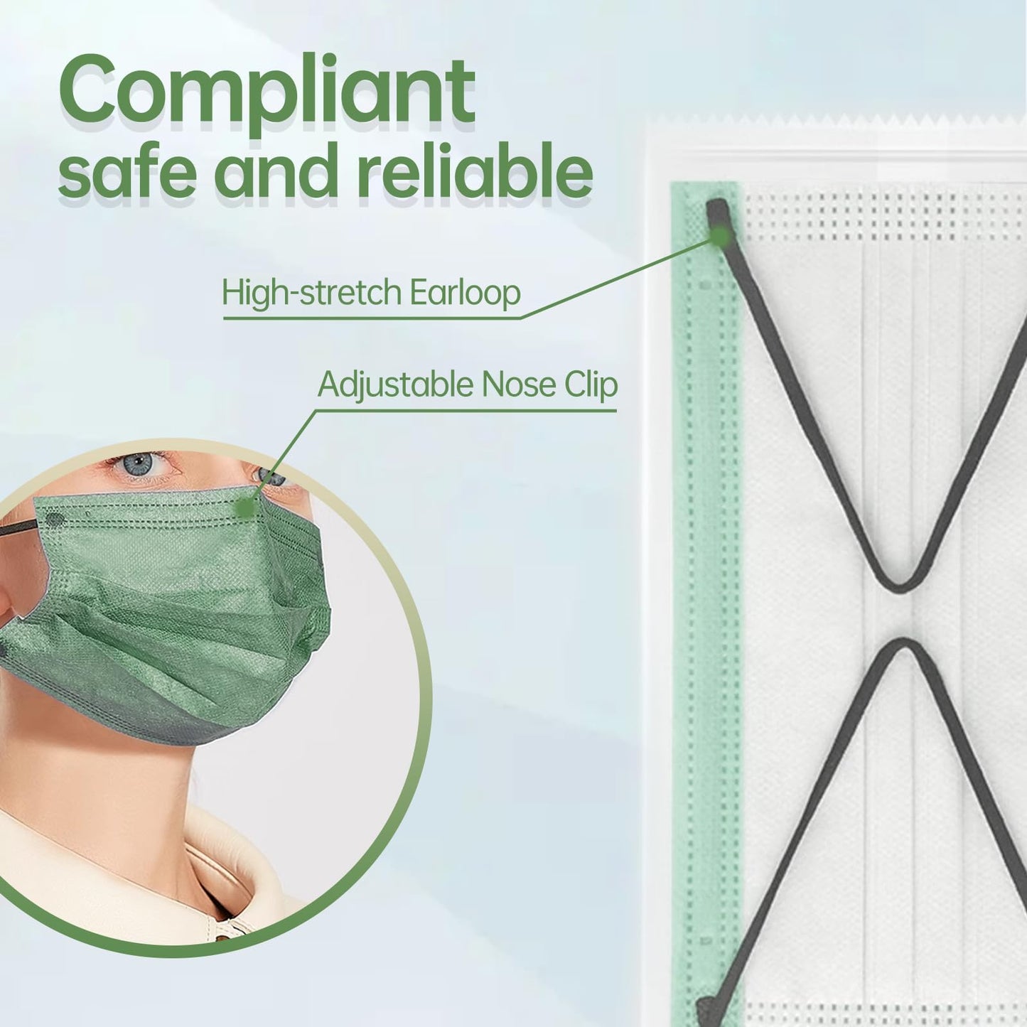 Jointown Disposable Face Mask - 3 Ply Protection Face Masks, 50 Pack Morandi