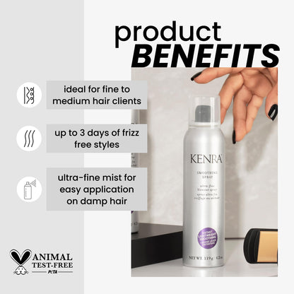 Kenra Professional Smoothing Spray | Ultra-Fine Blowout Spray | Heat Protectant | Provides Instant Smoothing For Fine To Medium Hair | Up to 3 Days of Frizz Control | Humidity Resistance | 4.2 oz.