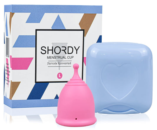 SHORDY Menstrual Cups (Large), Single Pack with Box, Soft & Flexible, Copa Menstrual Kit for Women Upto 12 Hours of Comfort, Eco-Friendly & Safer Alternative to Disc Pads Tampons (Pink)