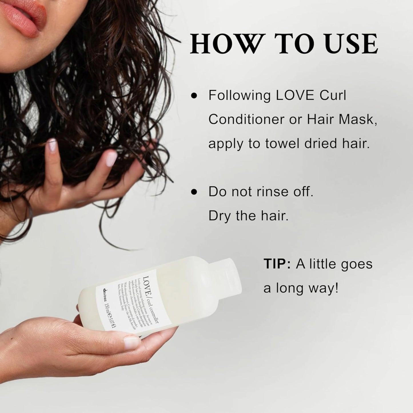 Davines LOVE Curl Controller, Relaxing Anti-Frizz Effect Cream for Wavy and Curly Hair - Defines Texture, Leaving Soft, Light & Elastic Curls even in High Humidity with Almond Extract, 5.07 Fl Oz