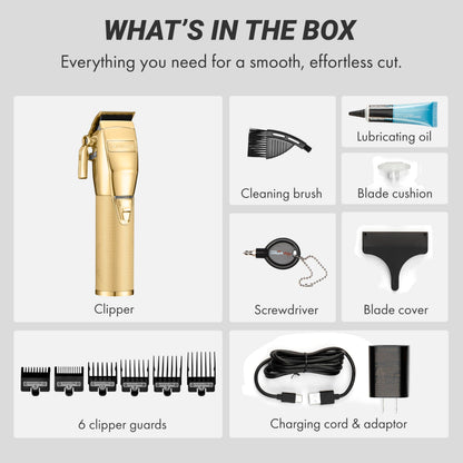 FX+ Professional Barber Cord/Cordless Hair Clippers for Men, All Metal, Lithium Battery with 3-Hour Runtime