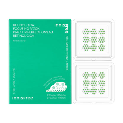 innisfree Retinol Cica Focusing Patch - Korean Hydrocolloid Patches with Salicylic Acid and Hyaluronic Acid for Acne Spots and Blemishes, Available in 1 or 2 Pack
