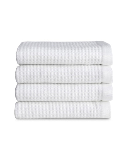 Cozy Earth Waffle Washcloths - 60% Cotton 40% Viscose from Bamboo Washcloths 13 x 13 Inches - Soft & Absorbent Terry, Reversible Mini Textured Waffle & Weave Pattern - 4 Pack