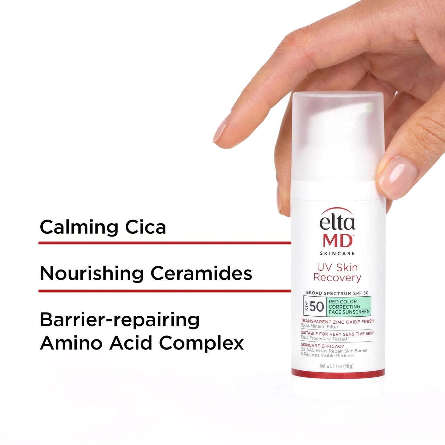 EltaMD UV Skin Recovery Face Sunscreen with Zinc Oxide, All Mineral, Safe for Sensitive Skin SPF 50