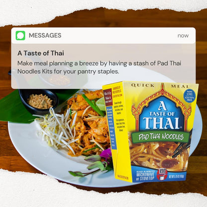 A Taste of Thai Pad Thai Noodles |Heat & Eat Instant Noodle | Flavored with Authentic Thai Sauce - Non-GMO, Gluten Free, Trans Fat Free- Perfect Side for Chicken, Fish & Meat Entrees| 6 Pack (5.75oz)