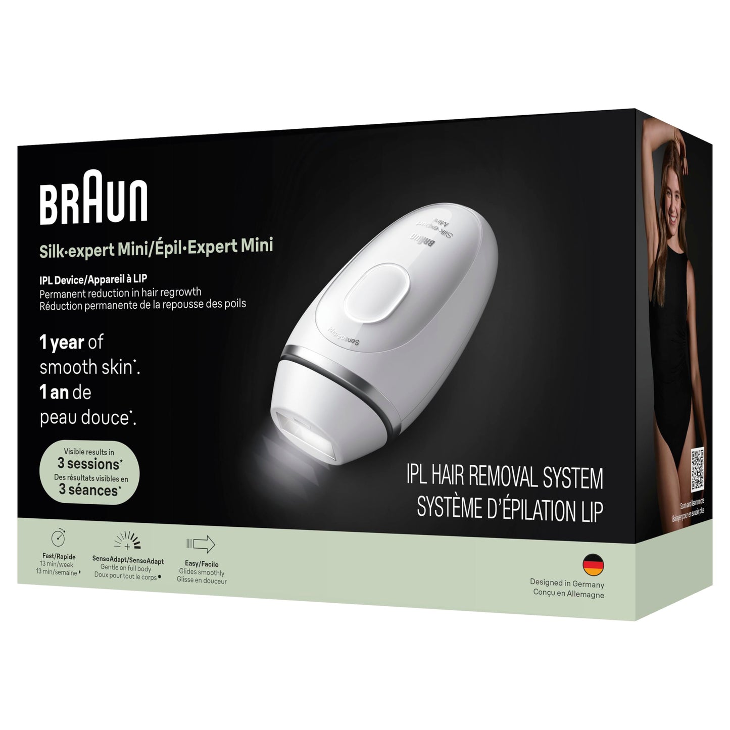 Braun IPL Mini, Silk·Expert Mini, IPL Hair Removal for Women and Men, Permanent Laser Hair Reduction At-Home, IPL1115