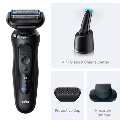 Braun Electric Razor for Men Series 5, Beard Shaver, Electric Shaver, Precision Trimmer, 4-in-1 Clean & Charge Center, S5 5160cc