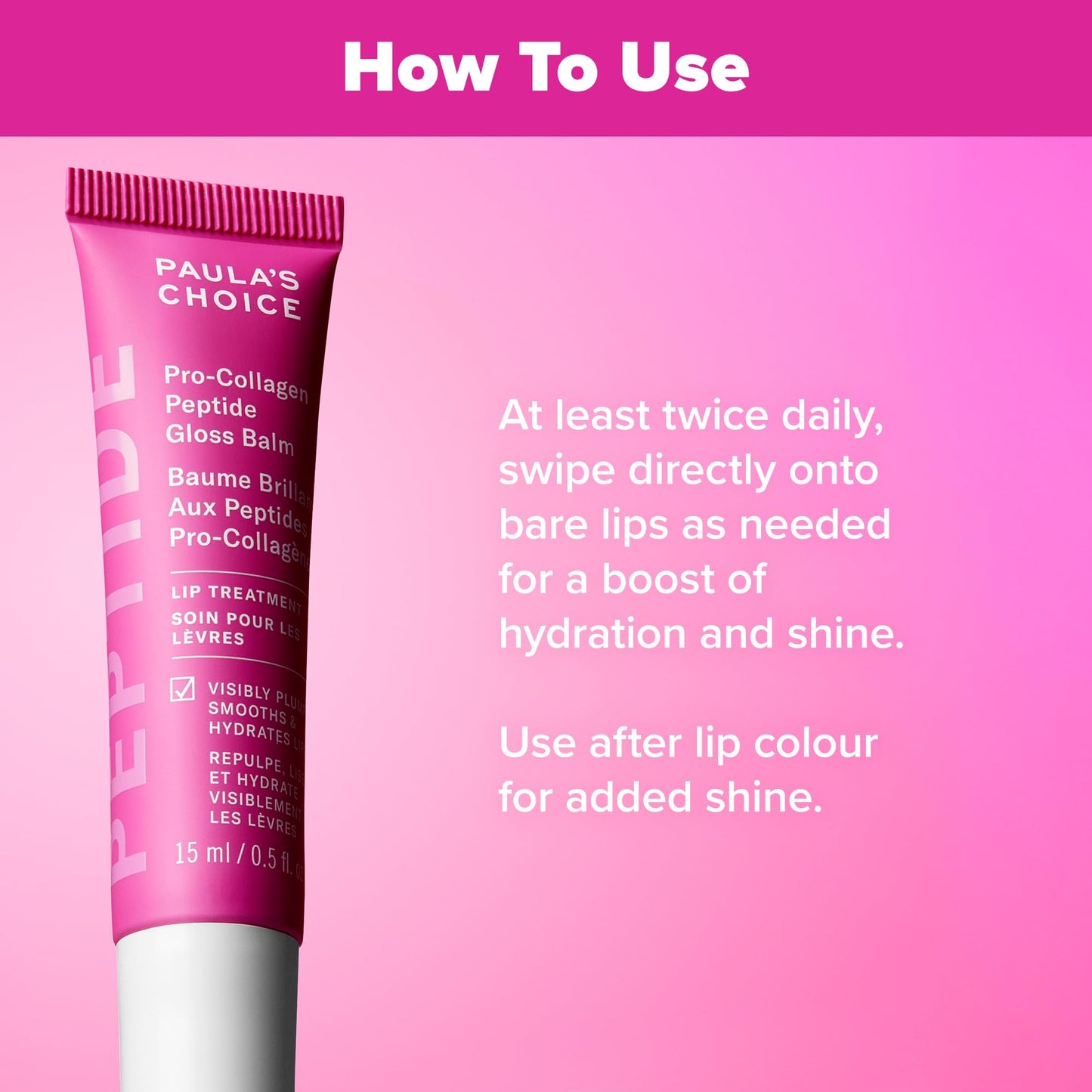Paula's Choice Pro-Collagen Peptide Gloss Lip Balm, Hydrates & Smooths Lips, Sheer & Glossy Finish for Fuller Lips, Sheer Tint, Non-Sticky, Cruelty-Free