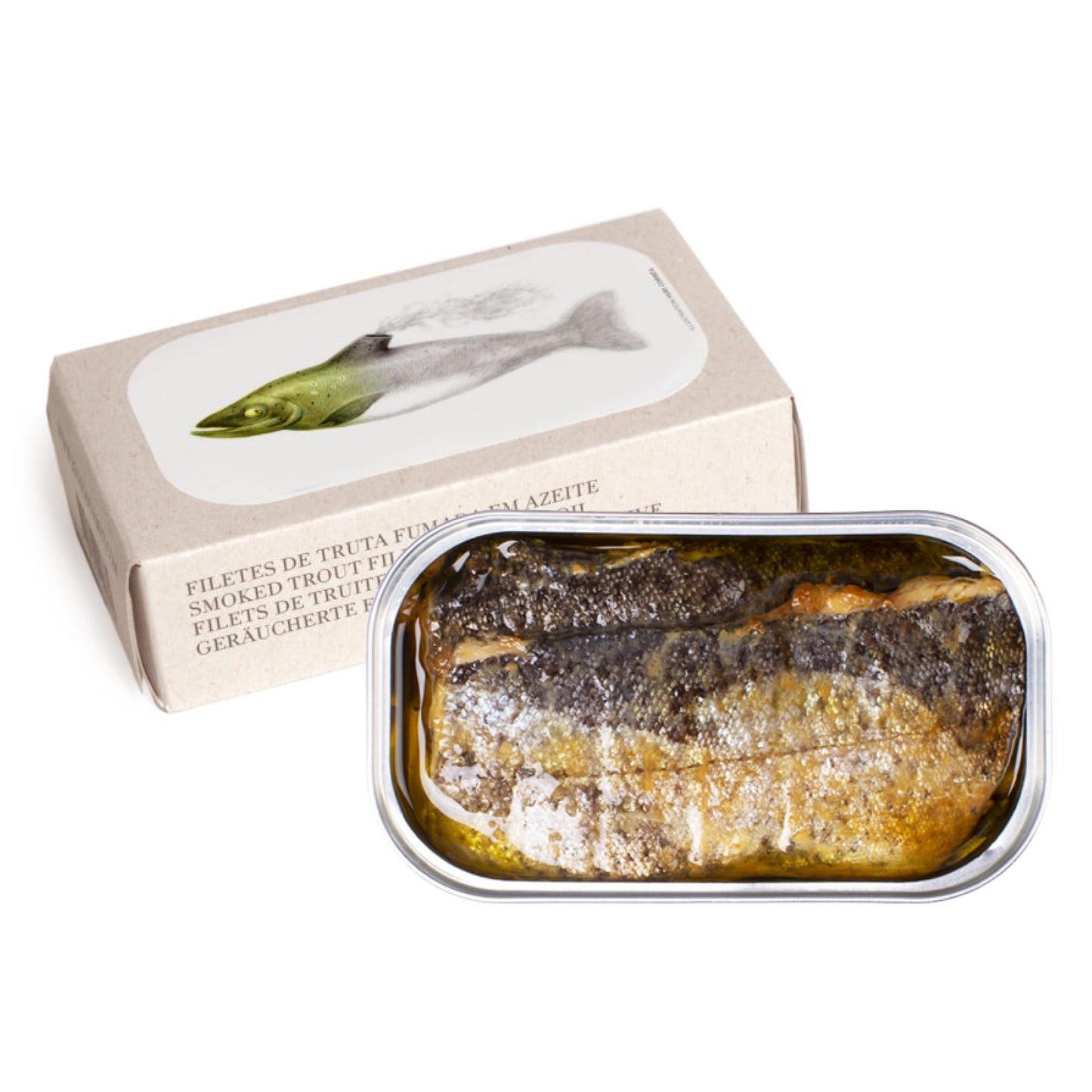 Canned Smoked Trout fillets in Extra Virgin Olive Oil by Jose Gourmet, Wild Caught Portuguese Trout, Tinned Fish in Olive Oil, High Protein Sustainable Seafood Snacks, Omega 3, Fair Trade, 90g