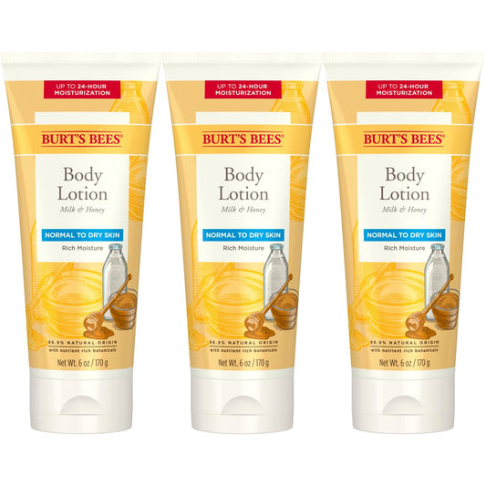Burts Bees Body Lotion for Normal to Dry Skin with Milk & Honey, 6 Oz (Package May Vary)