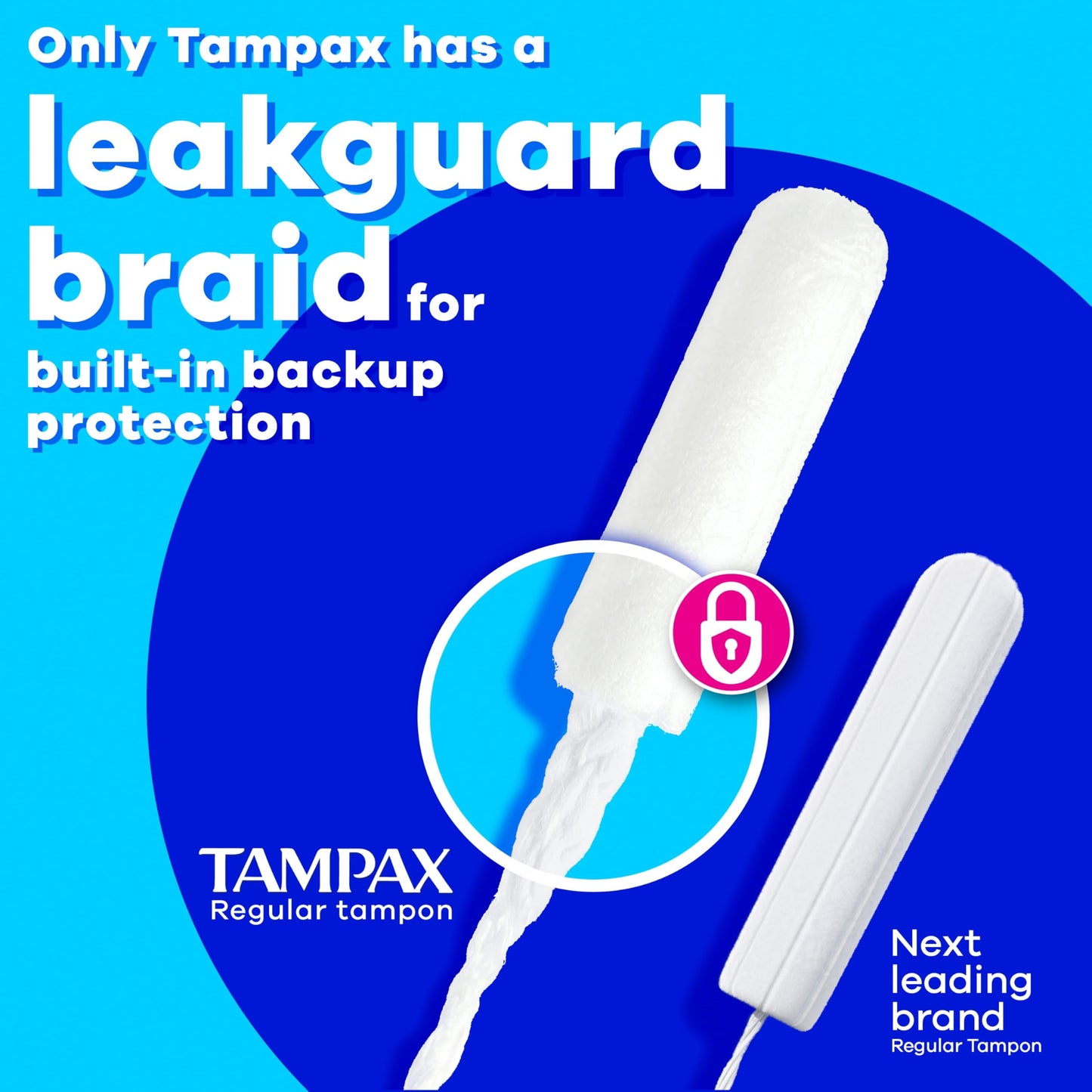 Tampax Pearl Tampons for Women, with LeakGuard Braid, Super Absorbency, Unscented, 50 Count