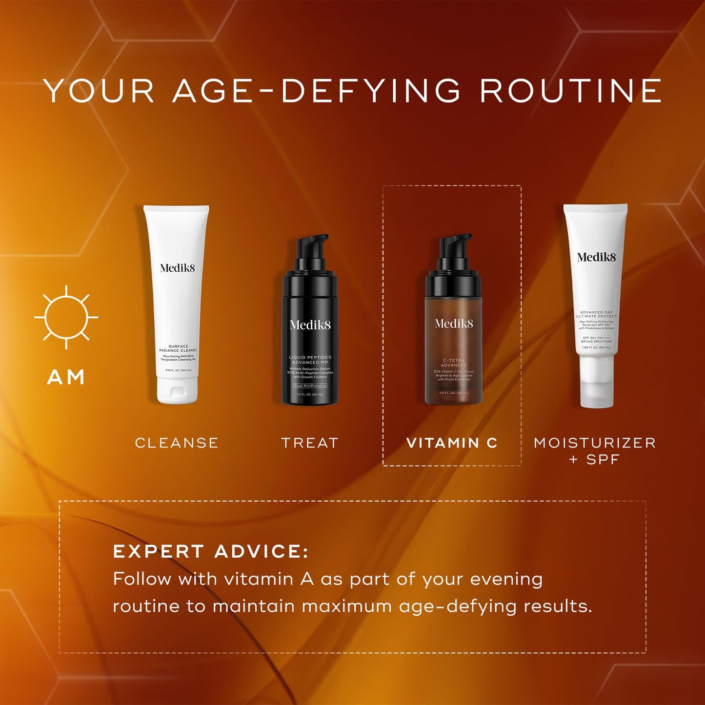 Medik8 C-Tetra Advanced - Vitamin C Serum Smooths Fine Lines and Wrinkles - Face Serum with Hyaluronic Acid - Vegan and Gluten Free - 1.0 oz.