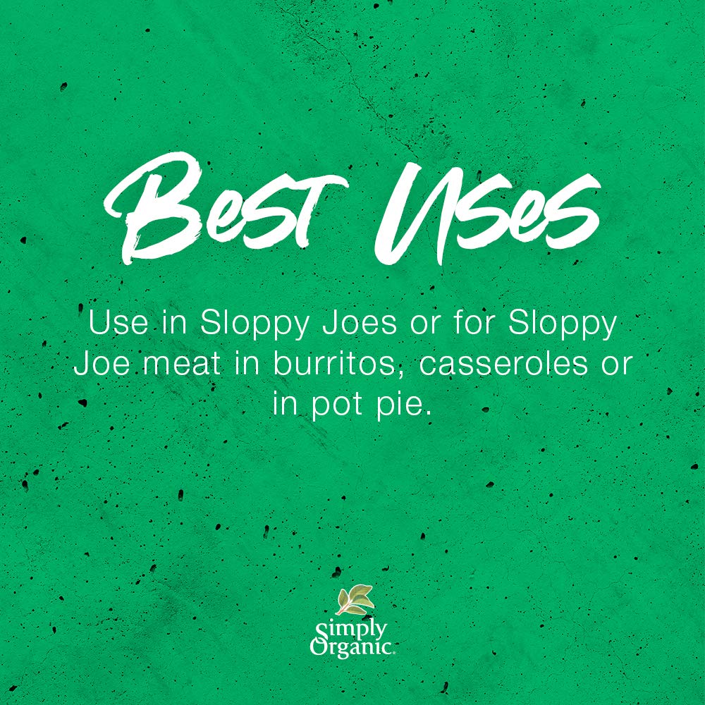 Simply Organic Sloppy Joe, Certified Organic, Kosher, Chili Mixes | 1.41 Ounce (Pack of 4)