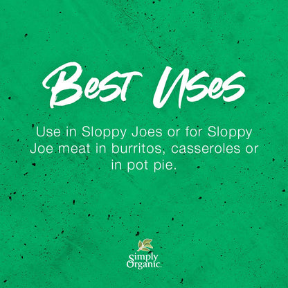 Simply Organic Sloppy Joe, Certified Organic, Kosher, Chili Mixes | 1.41 Ounce (Pack of 4)