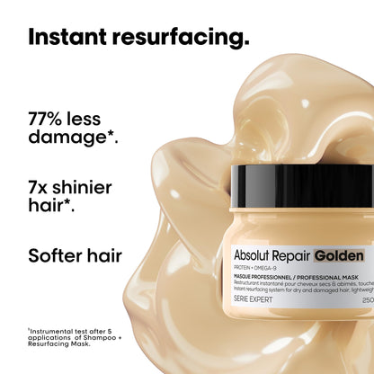 L'Oréal Professionnel Paris Absolut Repair Golden Mask - Repairs Damage & Provides Shine For Fine to Medium, Dry, & Damaged Hair