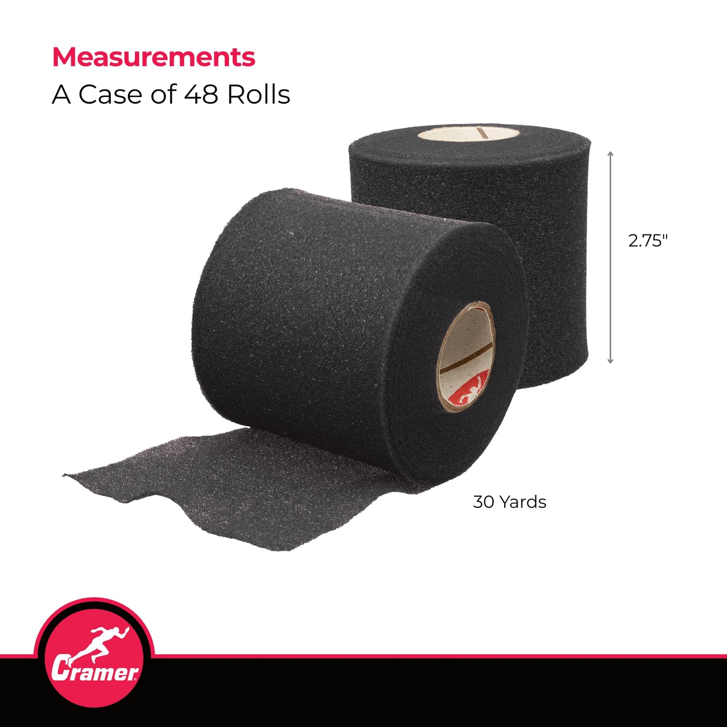 Cramer Tape Underwrap, Sports PreWrap for Athletic Ankle, Wrist, and Injury Taping Jobs, Hair Tie, Headband, Patella Support, Pre-Wrap Athletic Tape Supplies, 2.75" X 21 Yard Roll of Pre Wrap , Black