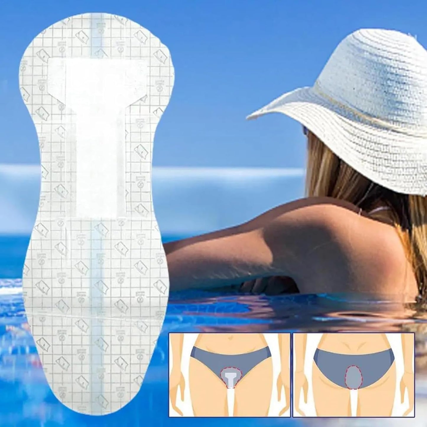 Waterproof Swimming Pads for Women, Waterproof Private Patches for Women, Panty Liners for Women Swimsuits and Lingerie Panty Liner/Barrier(10Pack)