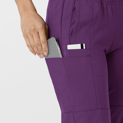 Women's Comfort Waist Cargo Jogger Scrub Pant, Eggplant, 3X