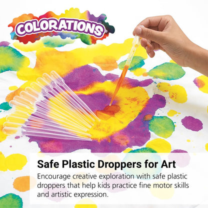 Colorations Super Safe 1-Piece Transparent Plastic Paint Dropper Pipettes For Kids - Set of 12