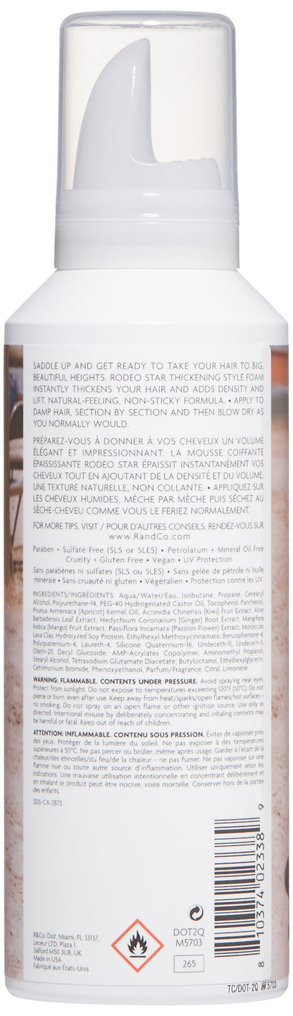 R+Co RODEO STAR Thickening Style Foam – Volumizing & Texturizing Hair Foam, Adds Body & Hold, All Hair Types