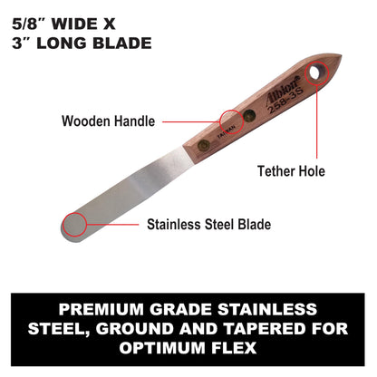 Albion Engineering Company 258-3S Classic Spatula, Stainless Steel, Hardwood Handle, 5/8" Wide Tip x 3" Long Blade