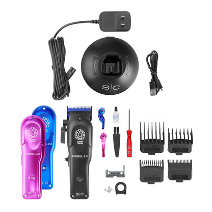 Stylecraft Rebel 2.0 Hair Clipper, Super C4RBN Motor with DLC and Ceramic Blades, USB-C Rechargeable, Cord/Cordless Haircutting