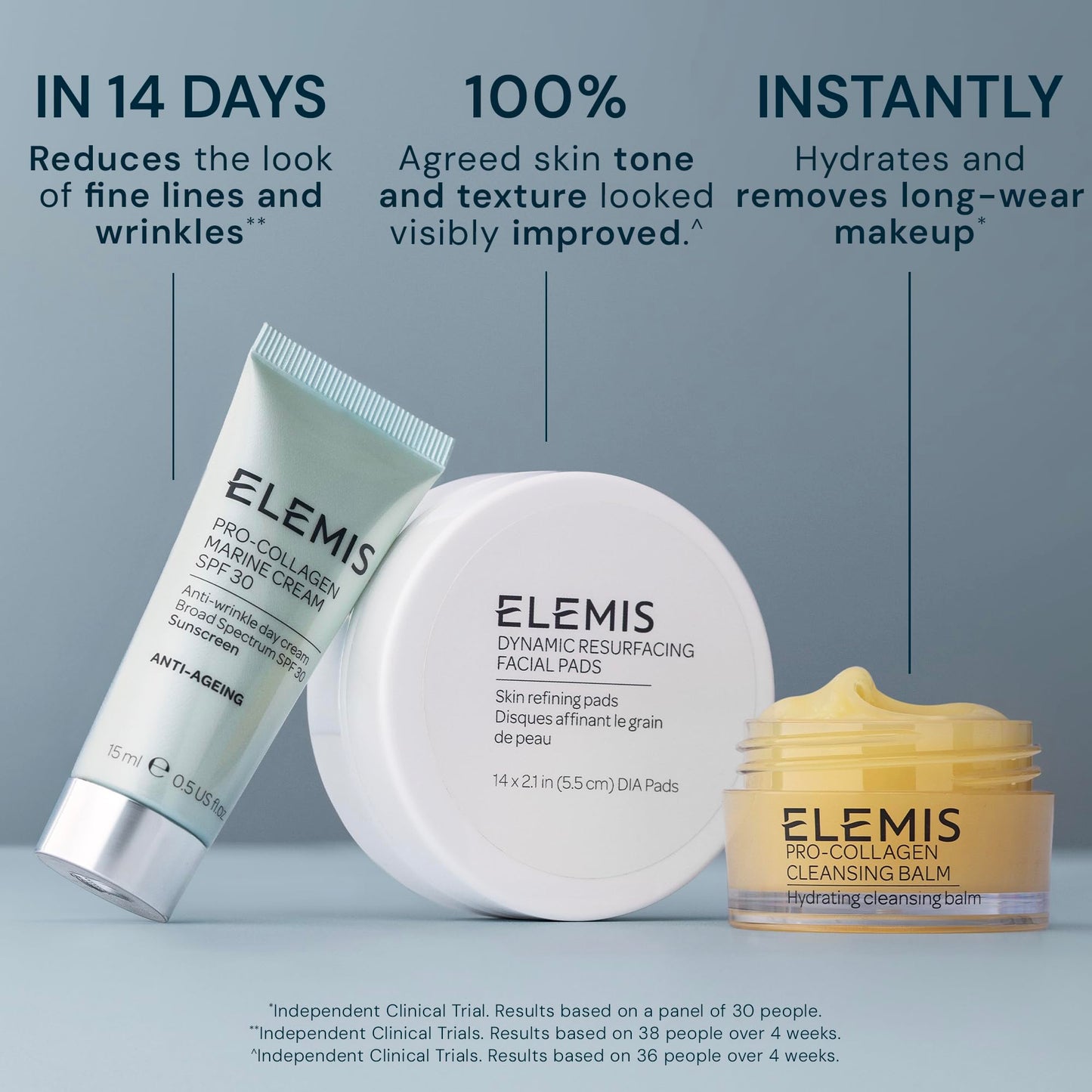 ELEMIS Healthy Skin Exclusive Travel Set | Pro-Collagen Cleansing Balm Mini, Marine Cream SPF 30 Mini & Dynamic Resurfacing Pads | Anti-Aging Hydrating Skincare Travel Kit