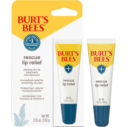 Burt’s Bees Rescue Lip Relief with Shea Butter and Echinacea, 100% Natural Origin, 0.35 Ounces(Pack May Vary)