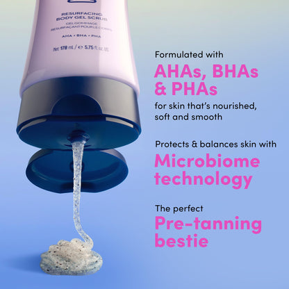 Coco & Eve Resurfacing Body Gel Scrub - Exfoliating Scrub with AHA, BHA for Smoothing, Brightening and Pre-Tan Prep. Improves Dry, Textured Skin, Uneven Tone. Suitable for Sensitive Skin (5.75 fl oz)