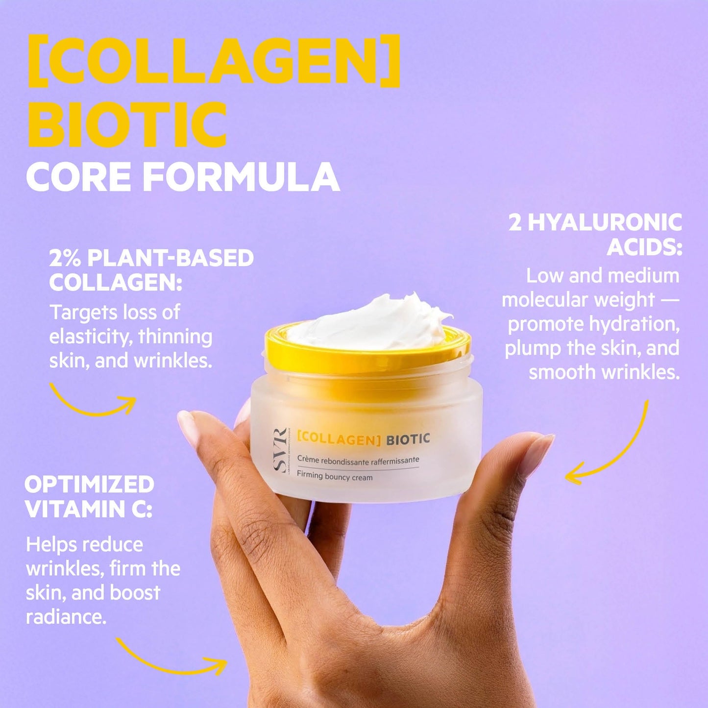 SVR COLLAGEN Biotic Firming Face & Neck Cream with Hyaluronic Acid, Collagen Peptides & Vitamin C. Day & Night Moisturizer That Targets Fine Lines and Wrinkles. For All Skin Types, 1.7 fl.oz.