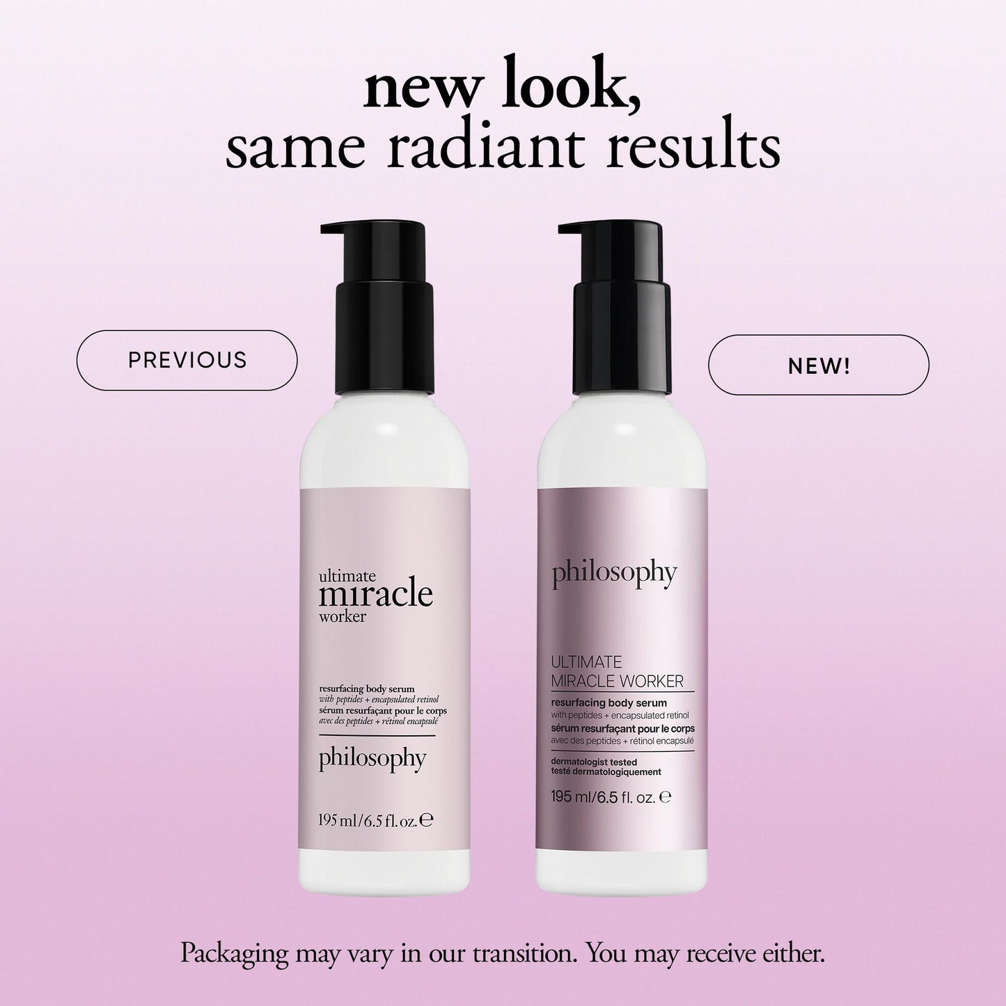 philosophy ultimate miracle worker resurfacing body serum - with retinol, hyaluronic acid & peptides - clinically proven to immediately double skin's moisture and reduce crepiness - 6.5 fl oz