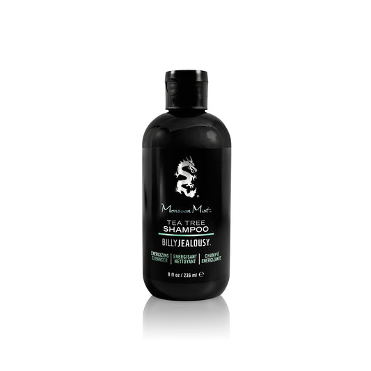 Billy Jealousy Monsoon Mist Tea Tree Energizing Men's Shampoo with Peppermint & Rosemary, Removes Oil Build-up and Soothes Scalp Itch & Irritation, 8 Oz.